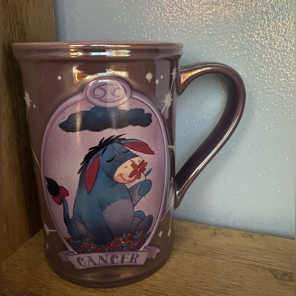Disney Store Eeyore Ceramic Coffee Mug - Astrology Zodiac Sign Cancer - Purple
